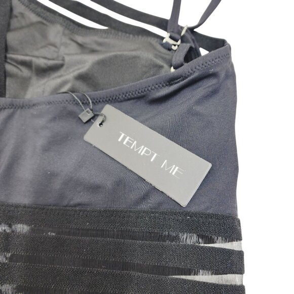 One-Shoulder Black Swimsuit With Mesh Straps & Cut-Out Details By Tempt Me XS - Picture 6 of 6